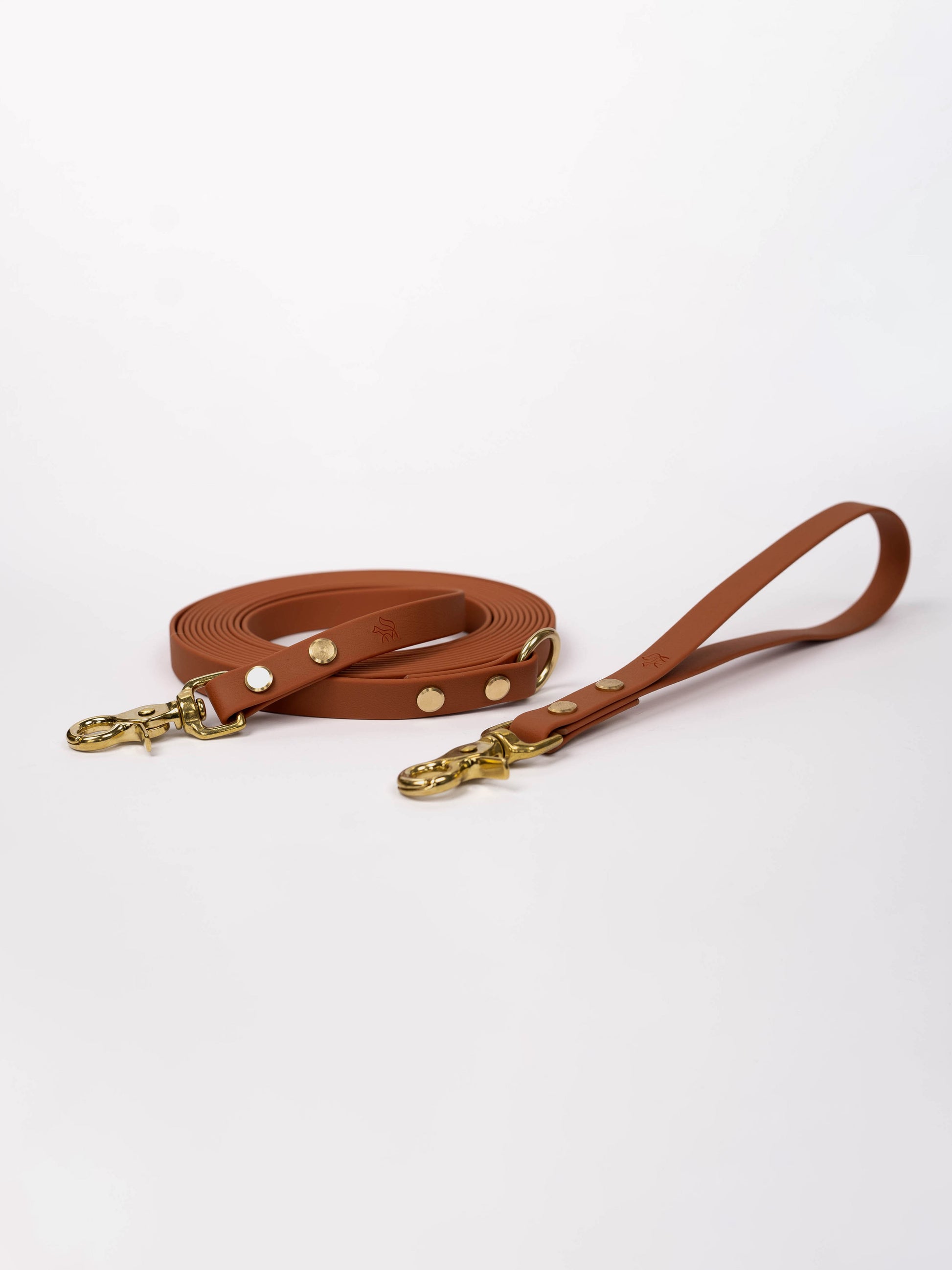 Waterproof long leash dog detachable handle terracotta rust brown